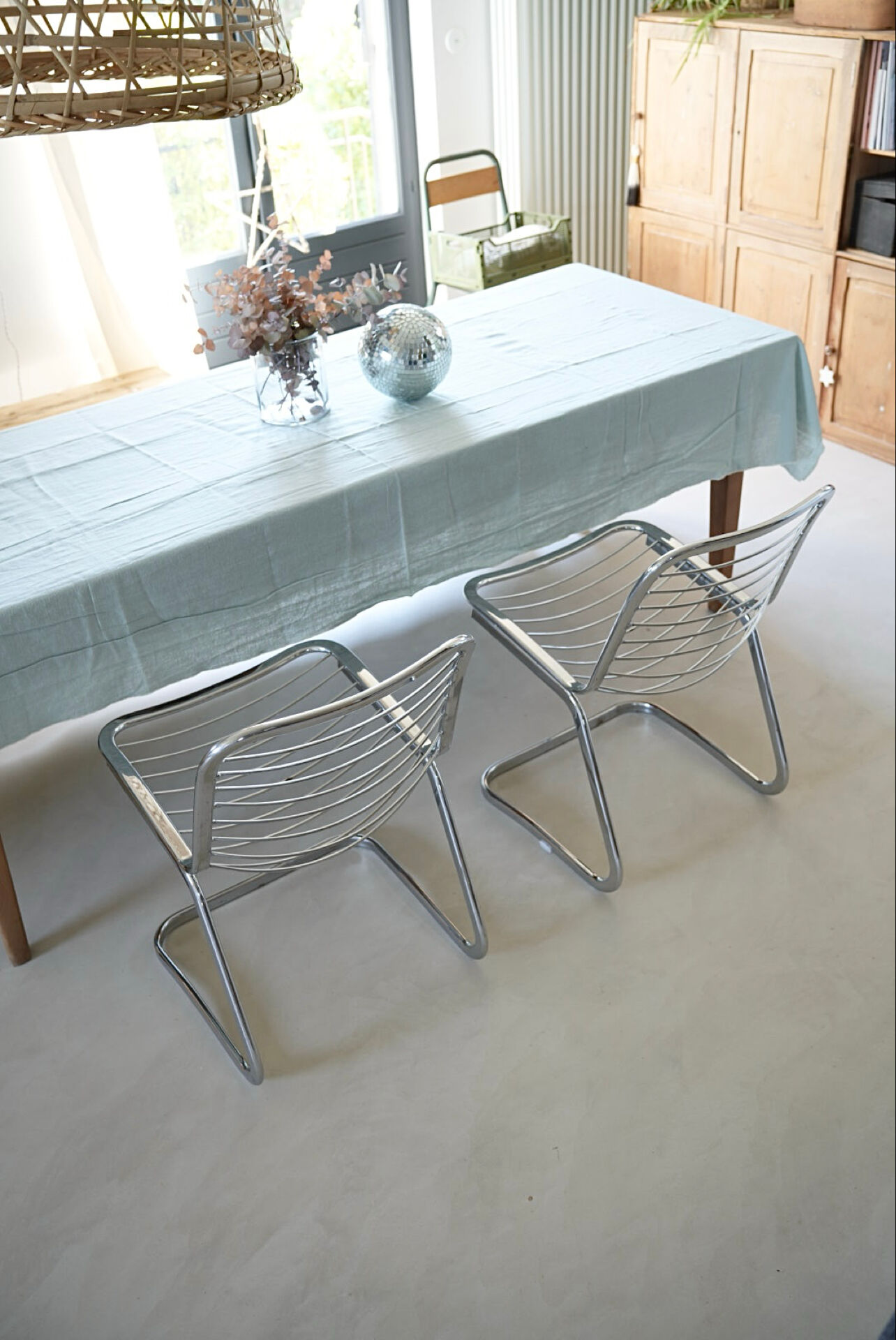 Lot 2 chaises métal chromé Gastone Rinaldi