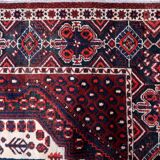 Vintage 1950s Persian Afshar rug, tribal double medallion, red field, 148cm x 211cm