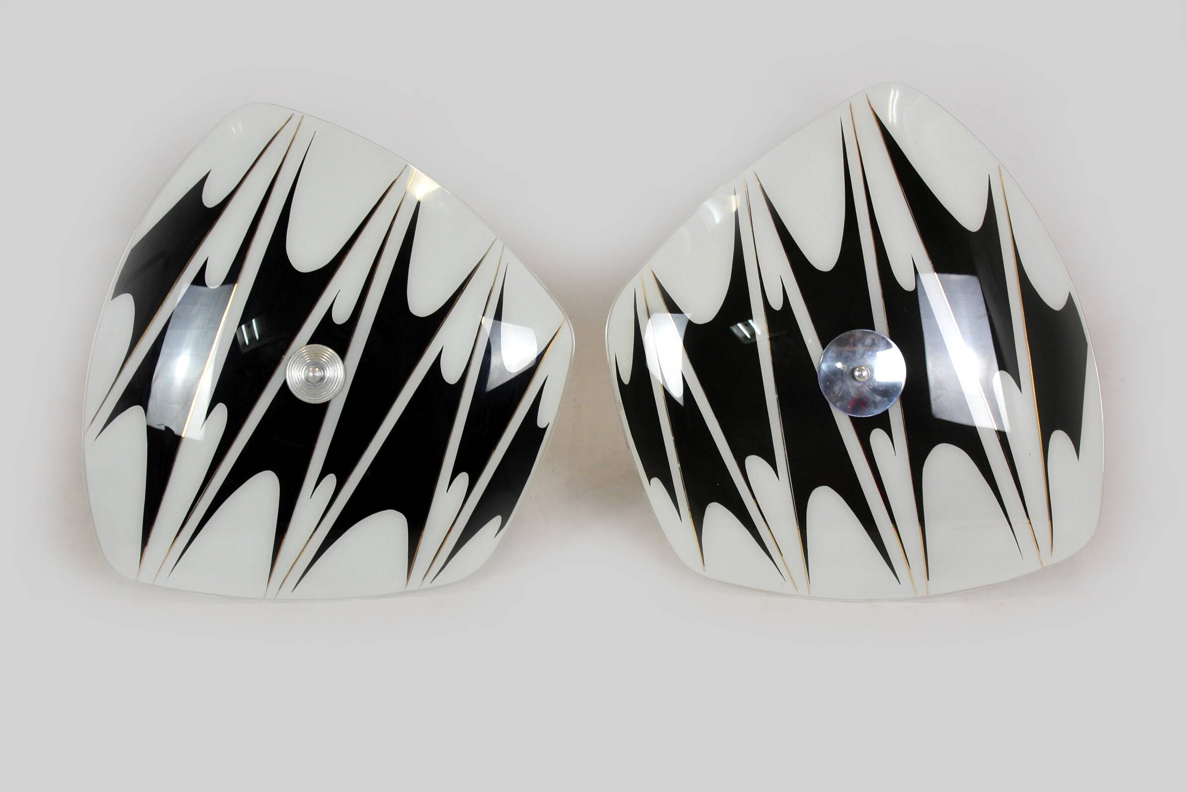 Large Vintage Czechoslovakian Opaline Glass Pendant Lights, 1970s, Set of 2