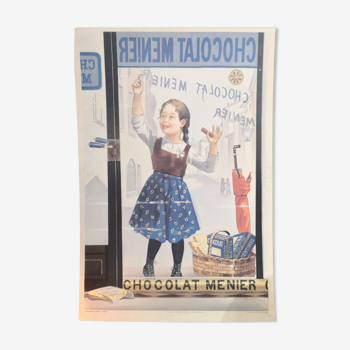 Affiche publicitaire sur carton chocolat Menier