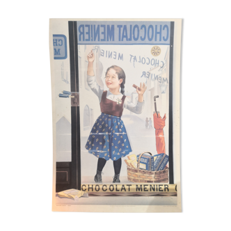 Affiche publicitaire sur carton chocolat Menier