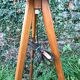 Tripod lampfloor, with vintage conical lampshade, 60s