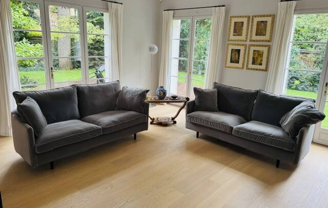 SITS Julia sofa pair – Dedar Silver velvet – excellent condition