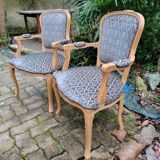 2 cabriolet armchairs and a Louis XV salon bench