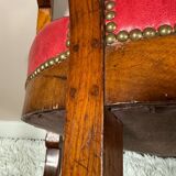 Office armchair 19th Restoration style wood and leather