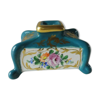 Ancien porte plume en porcelaine, décor fleurs