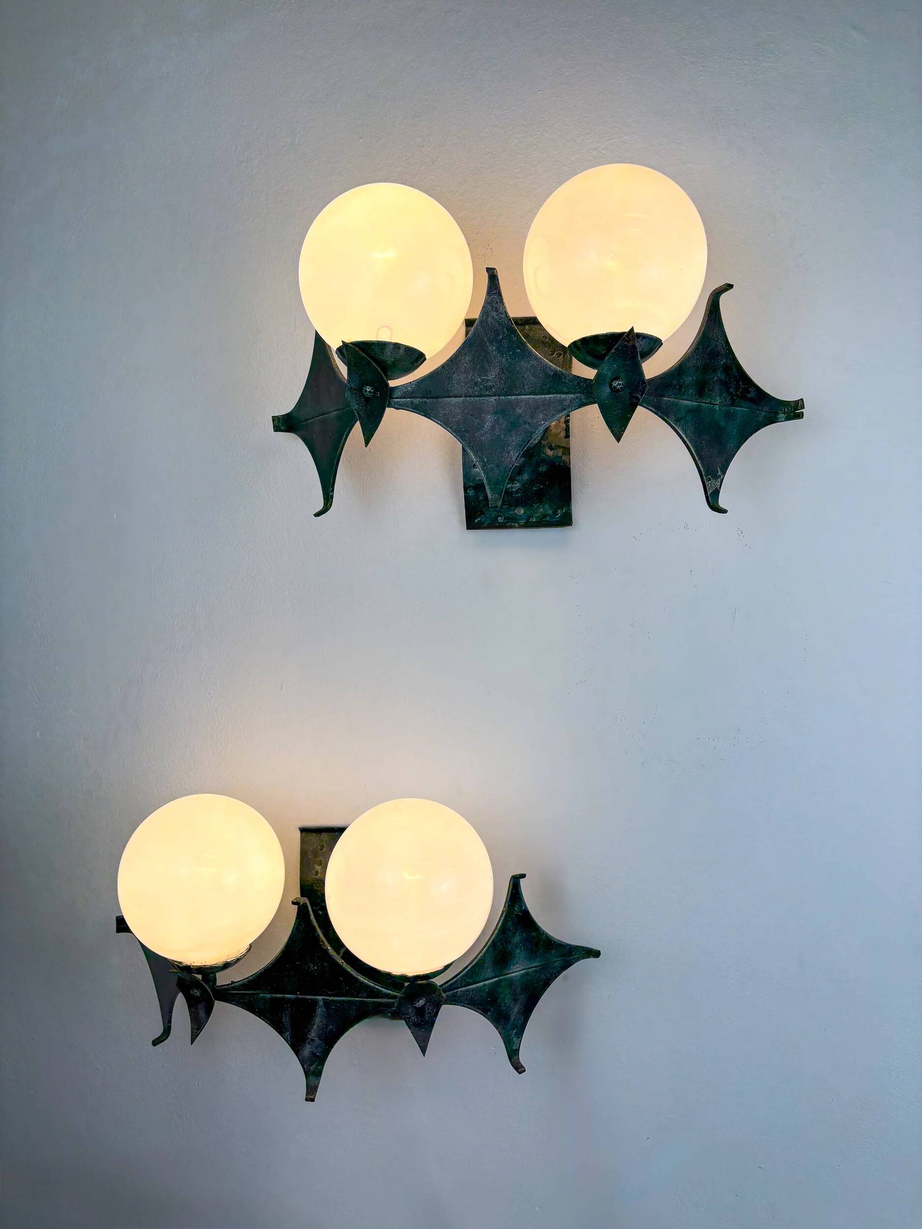 Pair of Brutalist sconces by Marc Weinstein, Germany, 1960s
