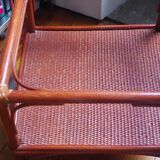 Varnished rattan coffee table and smoked glass top