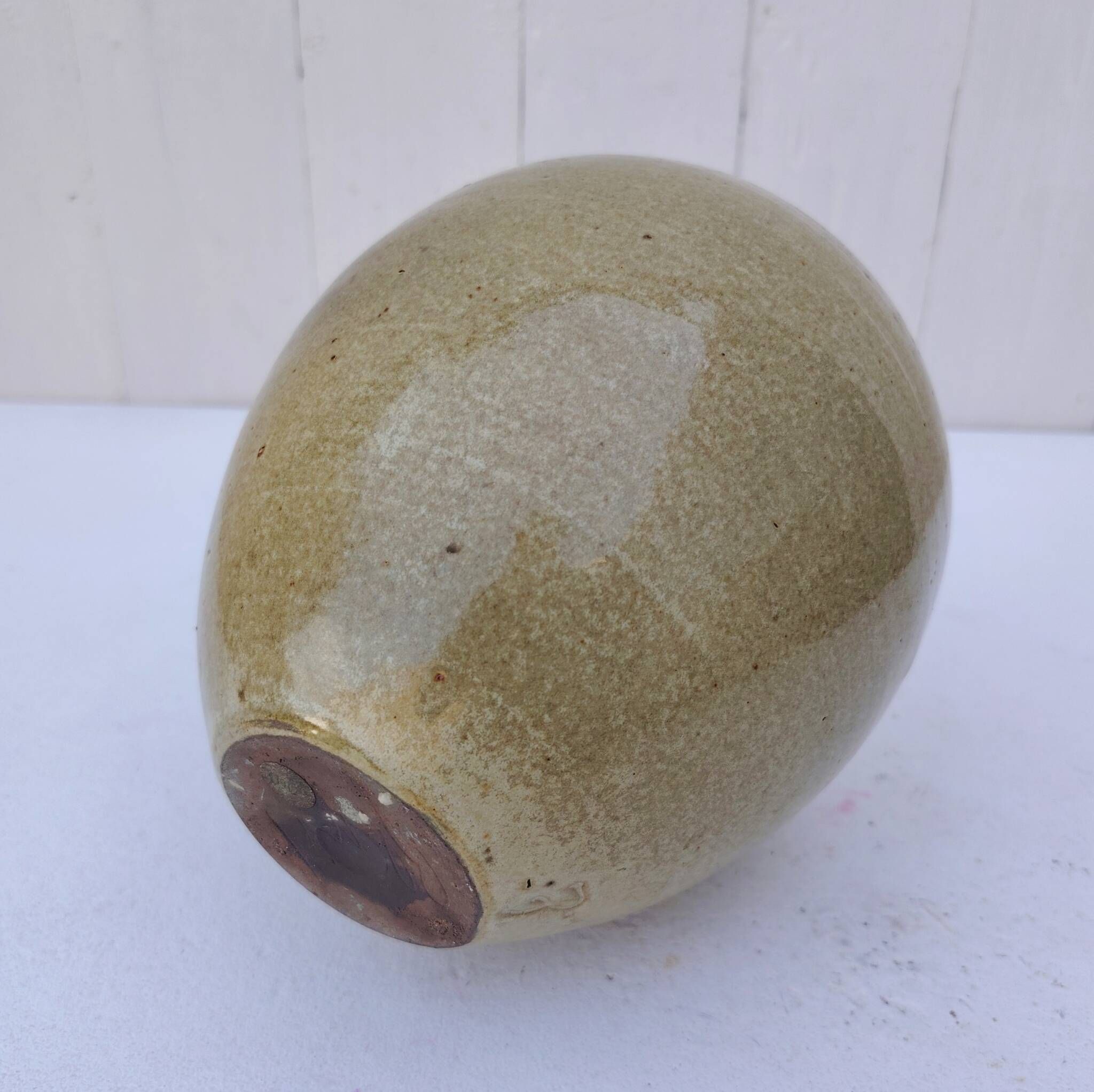 Vase ventru en grès émaillé, signé, vintage