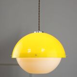 Lampe à Suspension Space-Age en Plexiglas Jaune, années 70