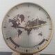 Large kienzle world timer quartz clock in golden brass 18x19cm good condition