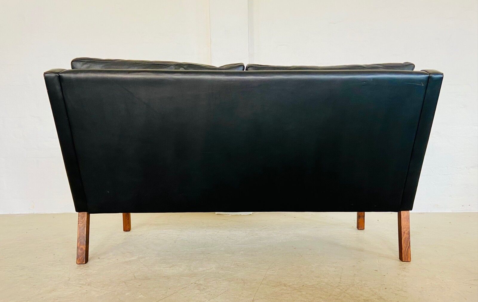 Canapé 2 personnes G. Thams vintage rétro danois du milieu du siècle en cuir noir