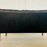 Canapé 2 personnes G. Thams vintage rétro danois du milieu du siècle en cuir noir