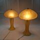 Pair of mushroom lamps in glass paste – Honey and amber tones
