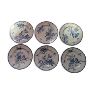 Plates earth fire batch of 6 birds vintage decorations