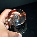 Set of 2 lulli crystal liqueur glasses signed baccarat art déco arabesque