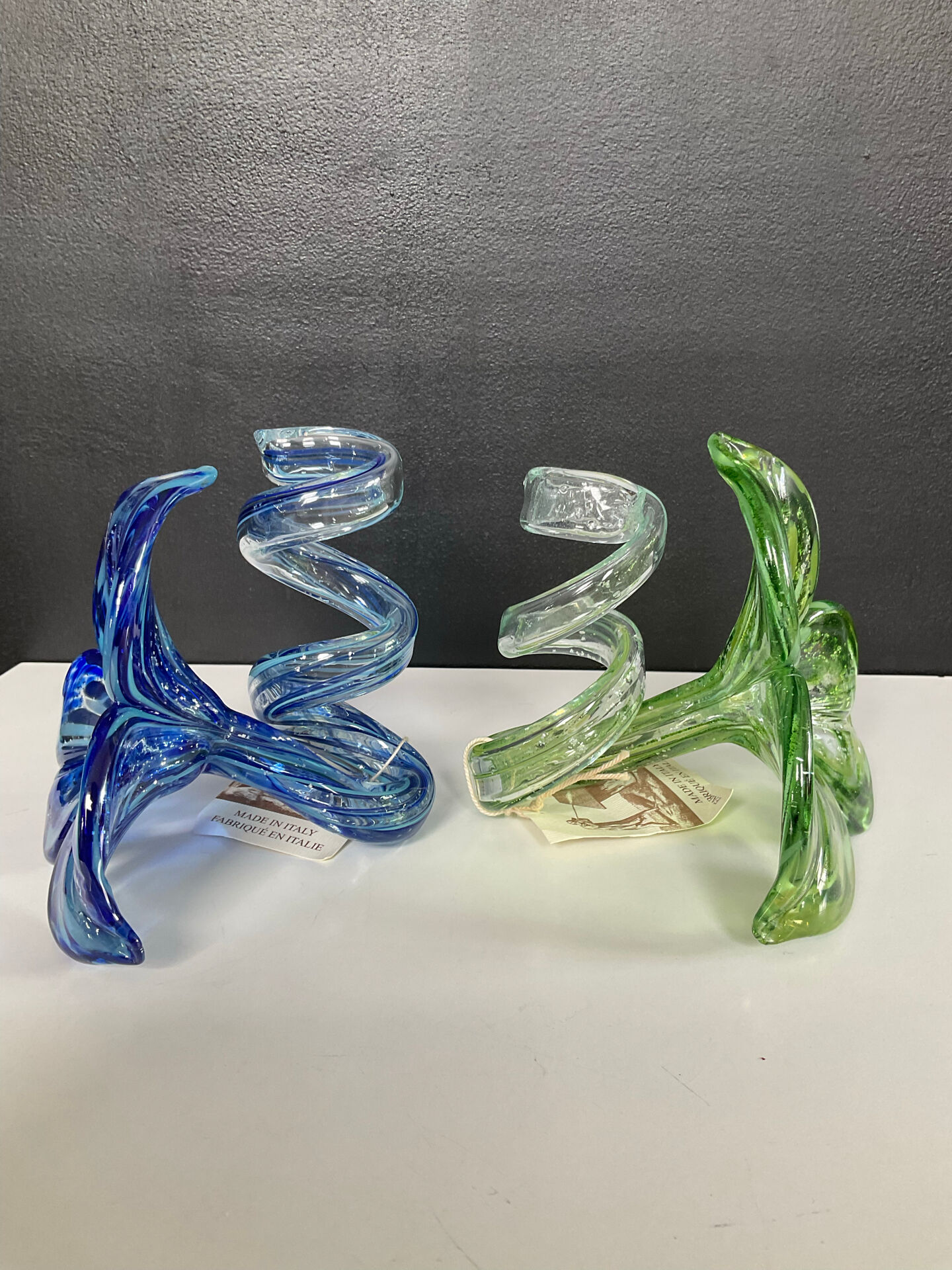 Pair of Murano glass paste candle holders