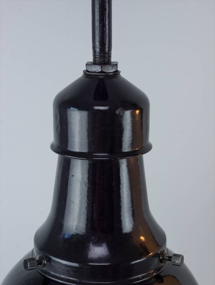 Set Of 2 Vintage Industrial Angled Enamel & Metal Black Lamps