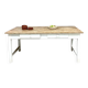 Farm table with off-white legs.