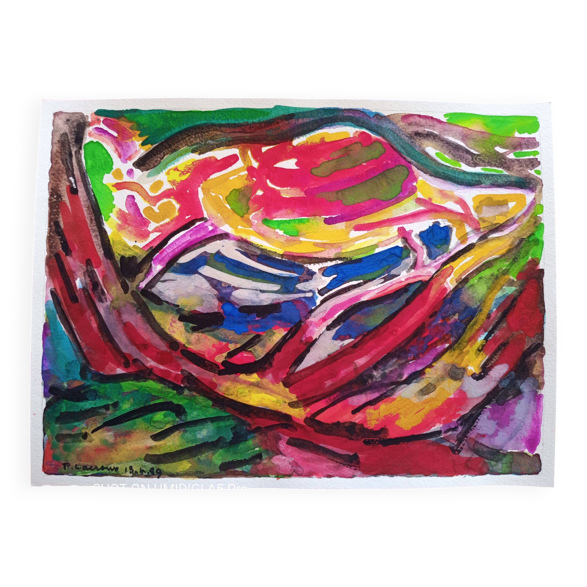 Pierre Lacroux (1909-1993) Gouache on paper 24 x 32 cm dated 1989 -(285)