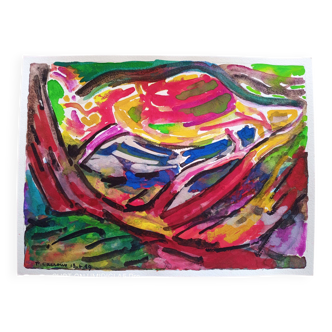 Pierre Lacroux (1909-1993) Gouache on paper 24 x 32 cm dated 1989 -(285)