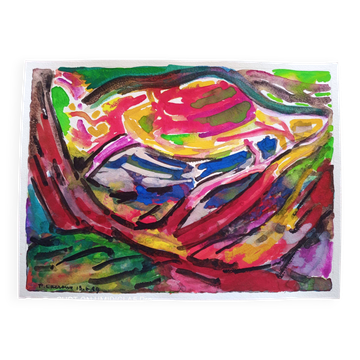 pierre Lacroux (1909-1993) Gouache sur papier 24 x 32 cm  datée 1989 -(285)