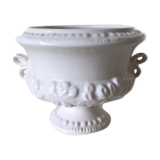 Vintage pot cover in white earthenware