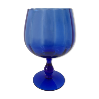 Vase bleu Empoli en verre soufflé