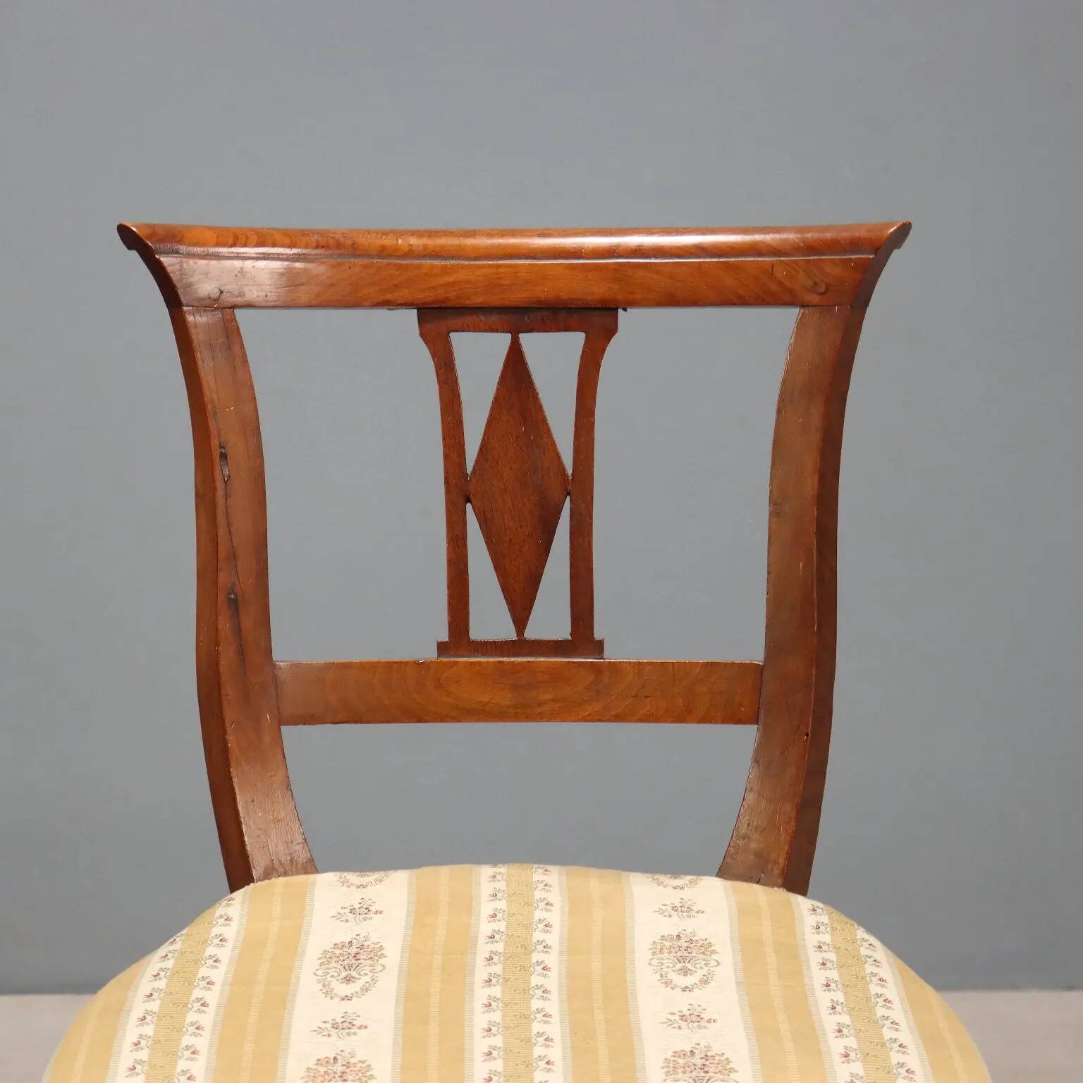 Antique mahogany and fabric chairs, Italy, 19th century