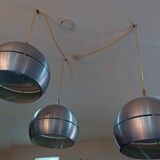 Set of 3 space age pendant lights, 1970s