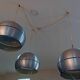Set of 3 space age pendant lights, 1970s