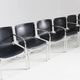 Giotto Stoppino black leather and chrome vintage dining chairs model Jot