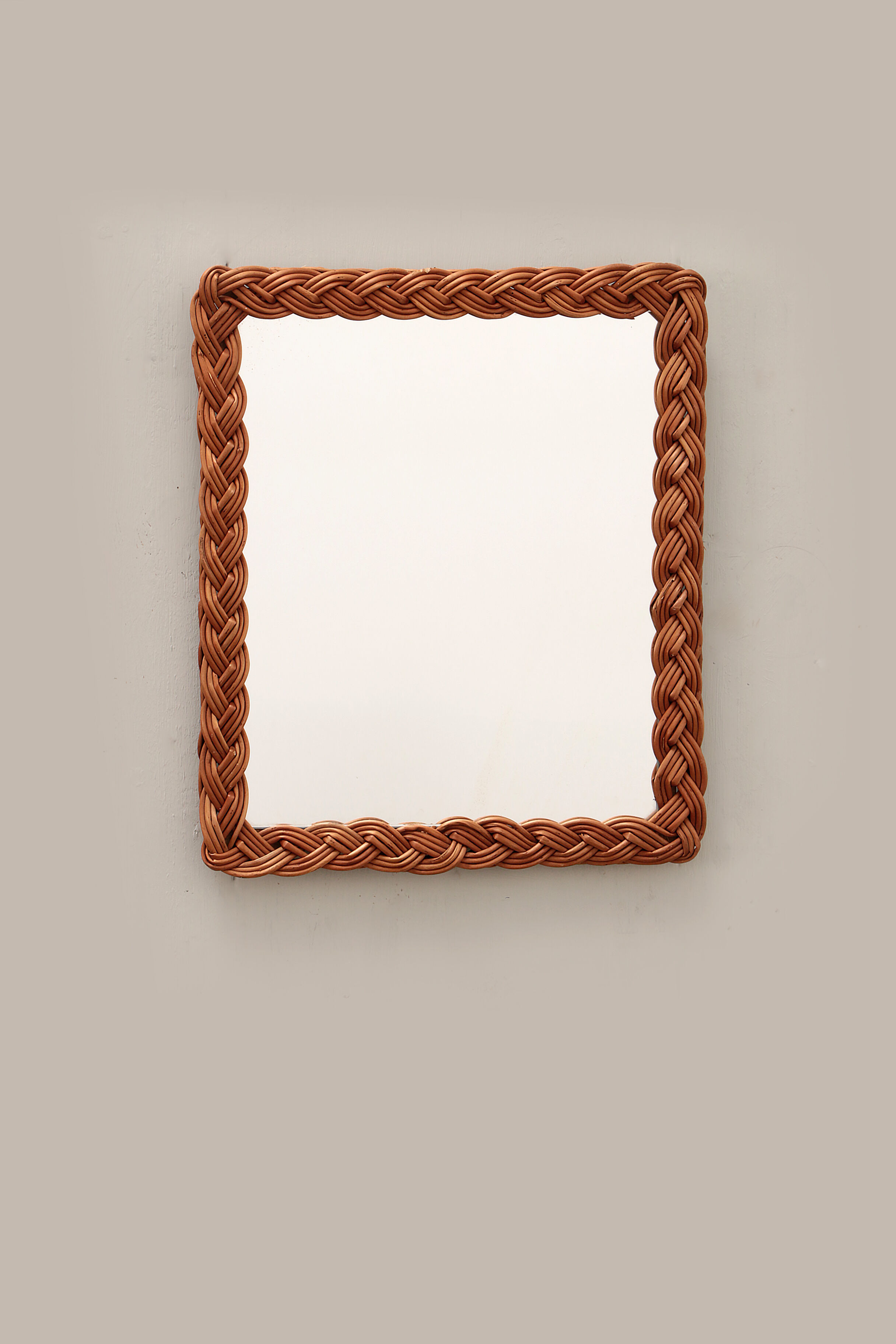 Vintage french wall mirror in rattan, 1960s