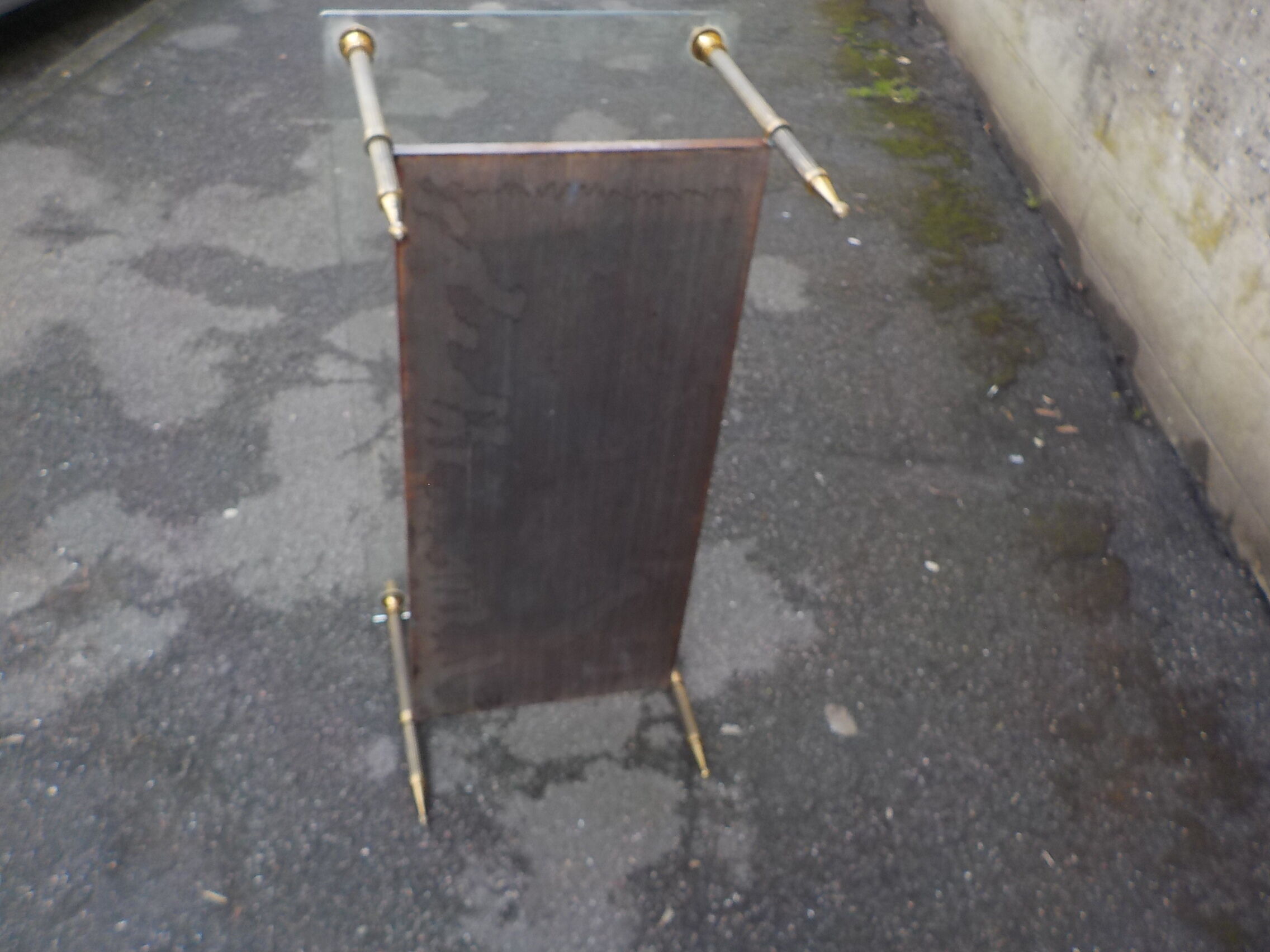 Coffee table or end of canape top glass and wood under bronze frame