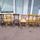 Set of 6 mismatched vintage wooden bistro chairs
