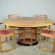 Exceptional fruitwood dining table set in art deco style, 1980s