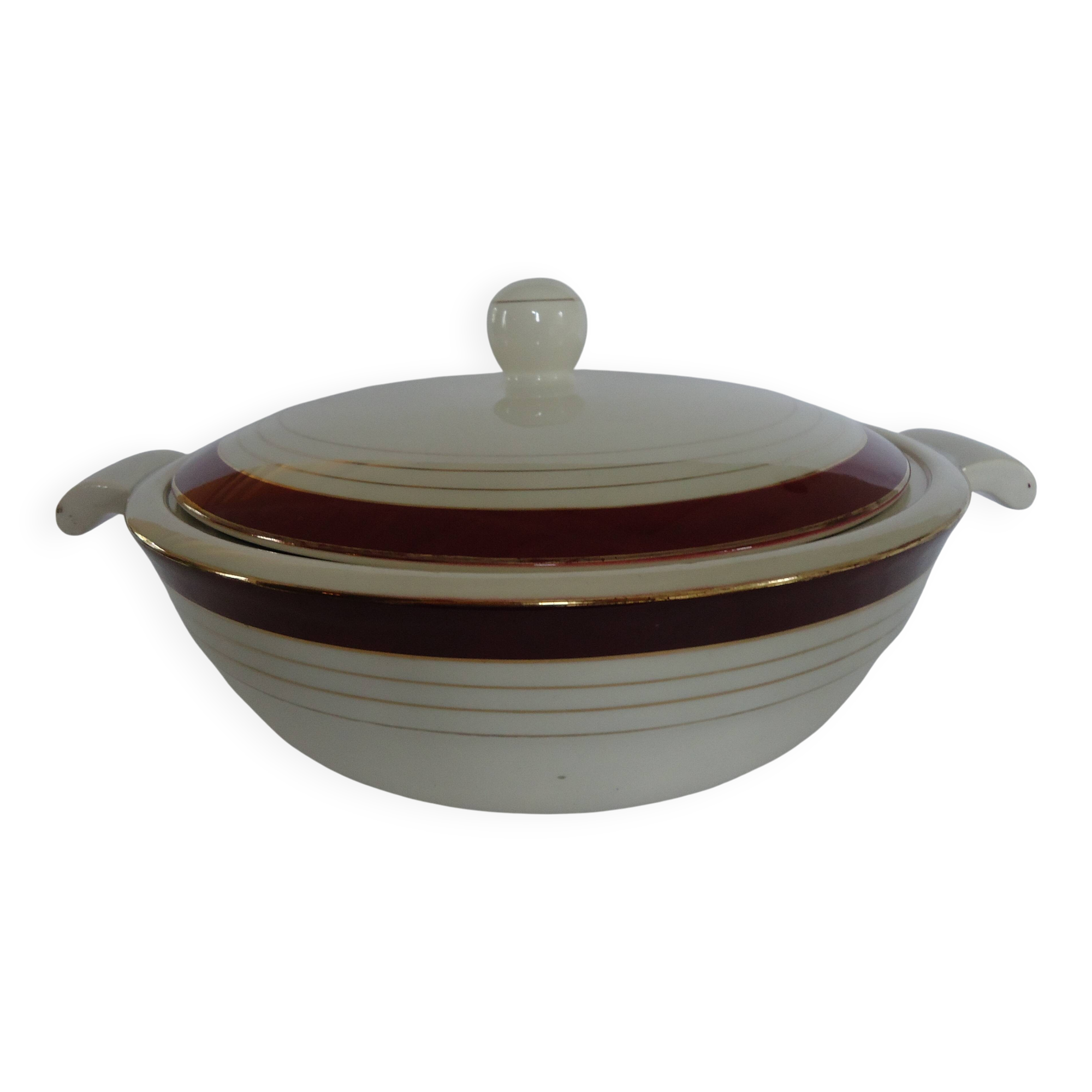 Opaque porcelain vegetable tureen/tureen from digoin sarreguemines, pasteur model