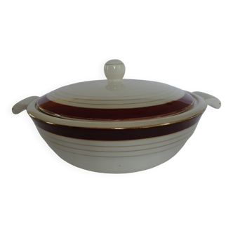 Opaque porcelain vegetable tureen/tureen from digoin sarreguemines, pasteur model