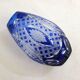 Small Bohemian crystal vase, cut with cobalt lining