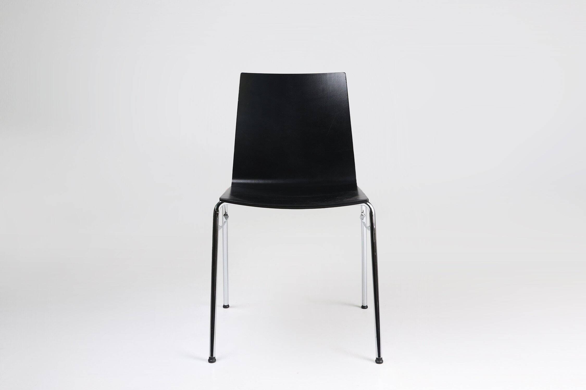 21th Century Black Chair with Wooden Seat, Belgium
