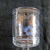 5 old glasses on foot floral decoration blue and gold vintage crystal?