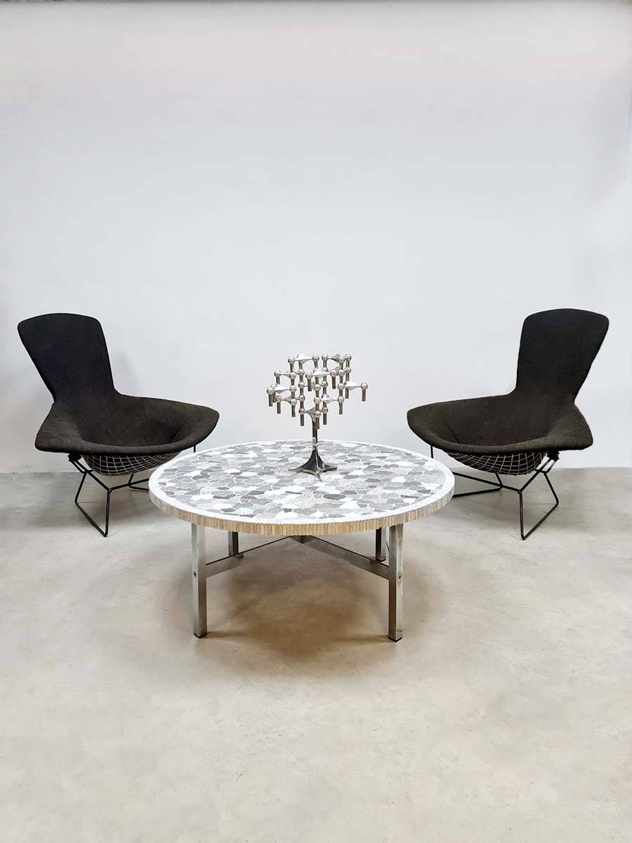 Vintage round mosaic coffee table