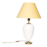 1970s bohemian bedside lamp, vintage in ceramic & brass