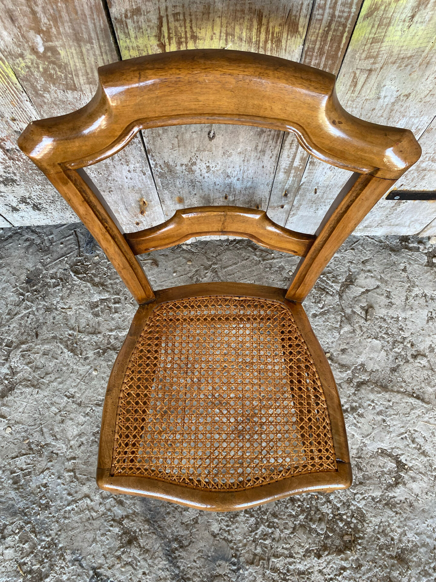 Antique Chair Louis XV Style Wood & Caned Seat Vintage #E030