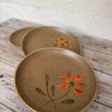 Set of 3 stoneware plates Atelier d'Art Sarreguemines