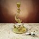Vintage fish lamp in brass and onyx – H61 cm