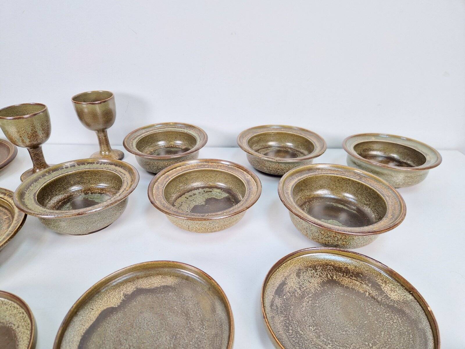 Vintage Arts and Craft Pottery Tableware Set by Gert De Rijk, 1976, Set of 22