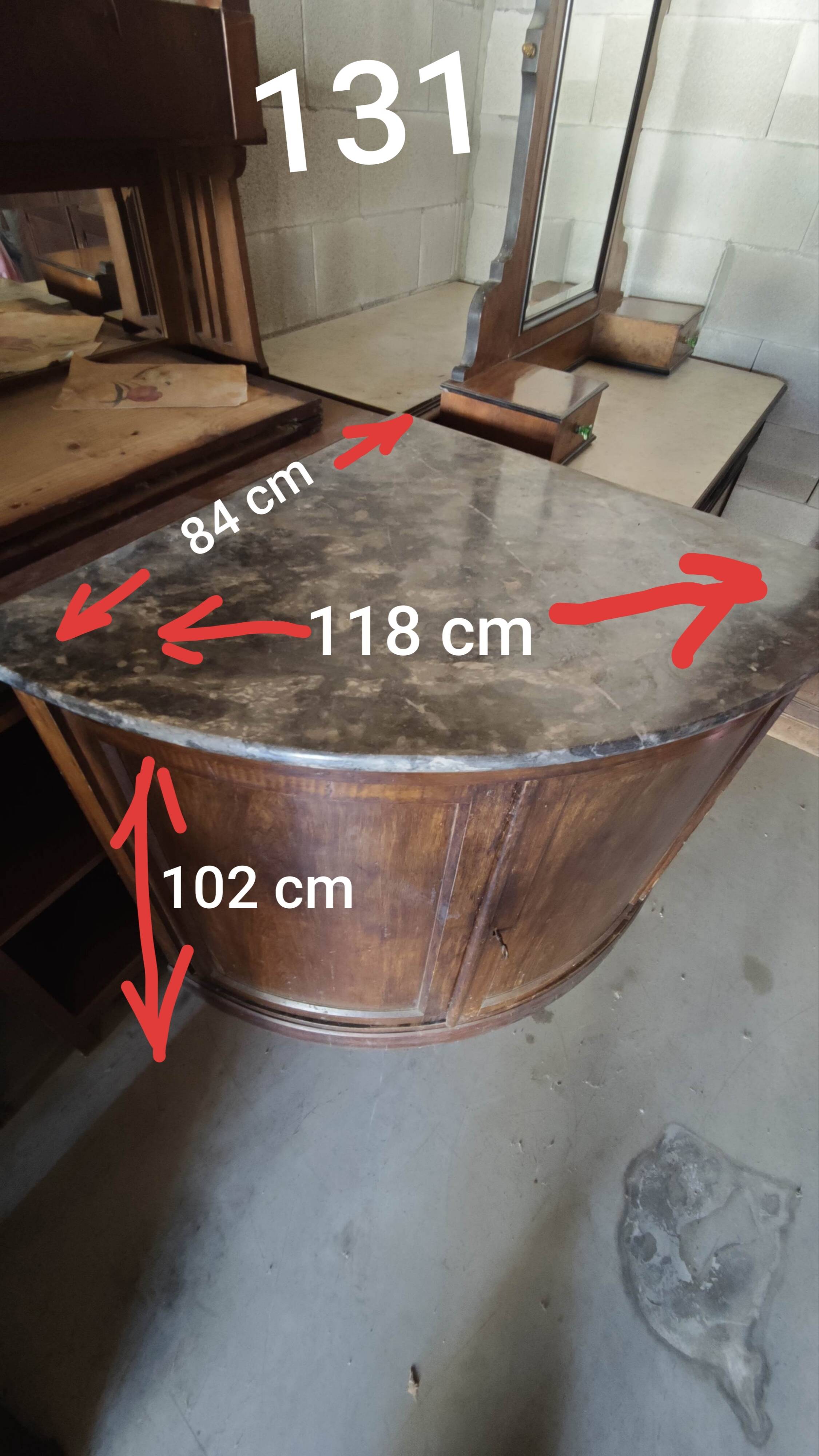 Rare Low Corner Cabinet from the Louis-Philippe Period – 19th Century – Marble Top