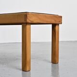 Slate and elm coffee table, Maison Regain, 1980