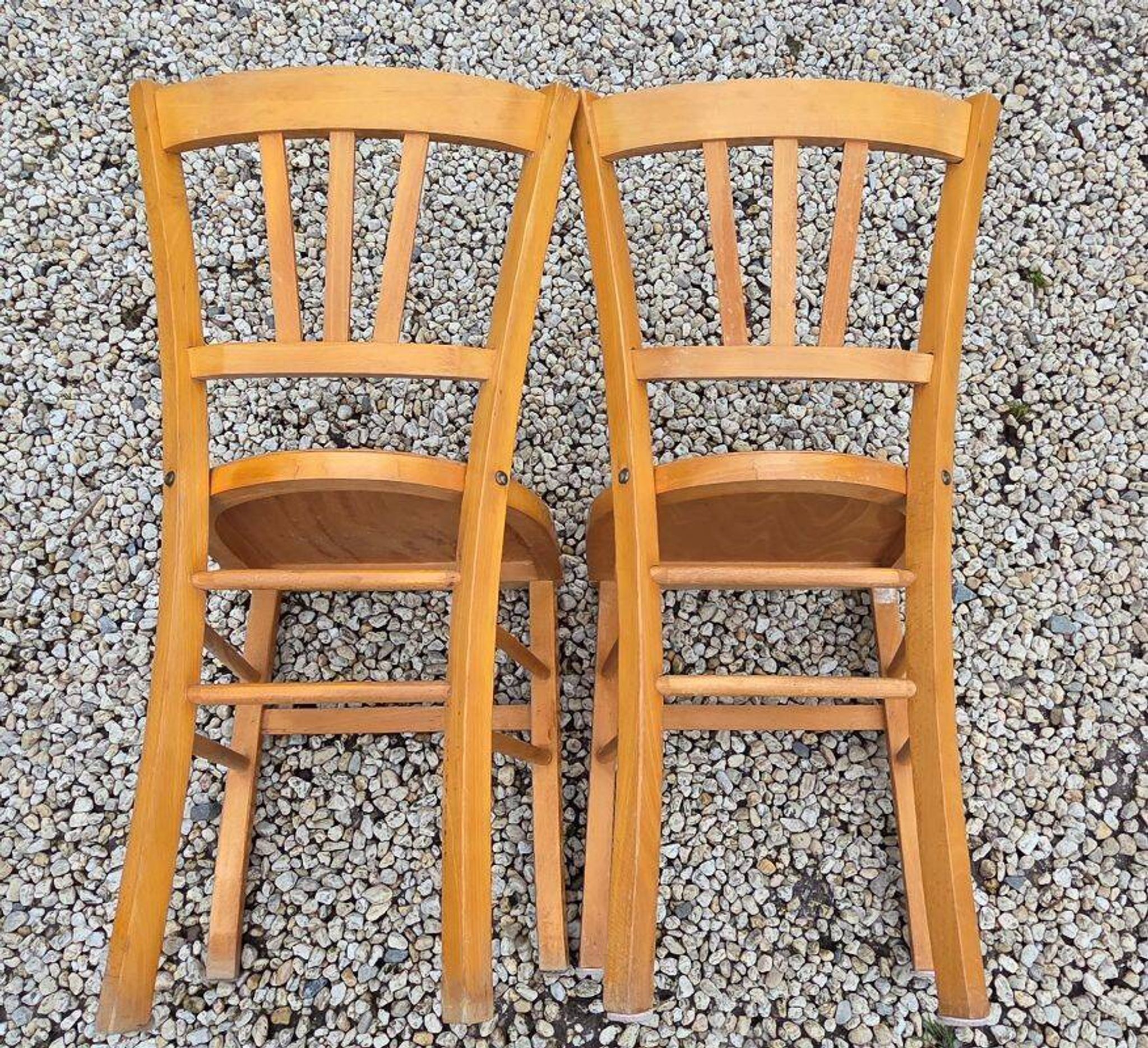 2 Bistro Chairs in Varnished Beech from the 1950s